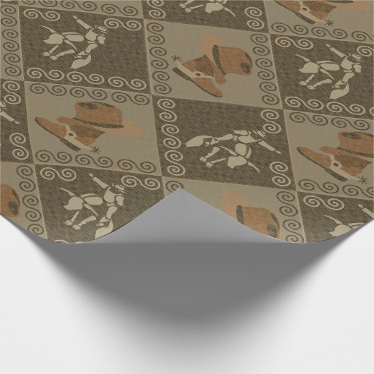 Western Rodeo Pattern met Cowgirl Boots en Bull Cadeaupapier (Hoek)