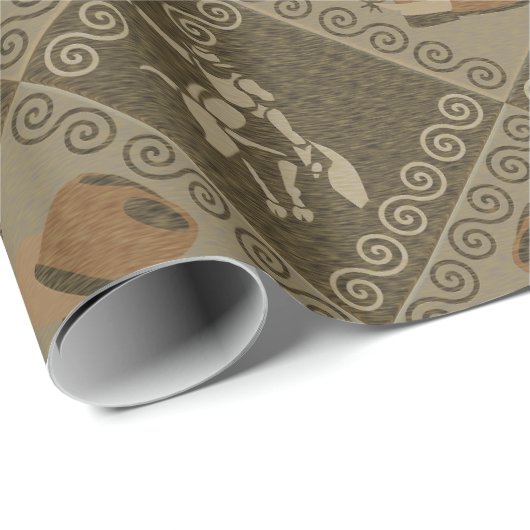 Western Rodeo Pattern met Cowgirl Boots en Bull Cadeaupapier (Rol Hoek)