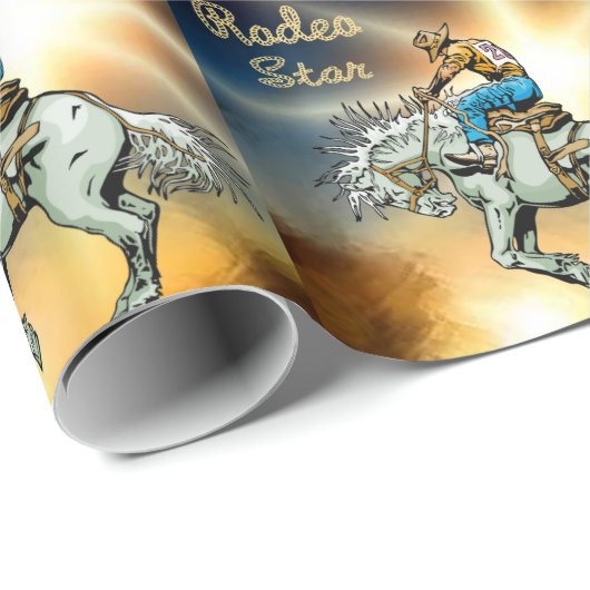 Western Rodeo Star Bronc Rider Wrapping Paper Cadeaupapier (Rol Hoek)