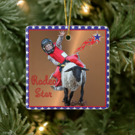 Western Rodeo Star Mutton Busting Kind Keramisch Ornament
