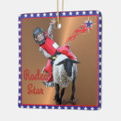 Western Rodeo Star Mutton Busting Kind Keramisch Ornament (Links)