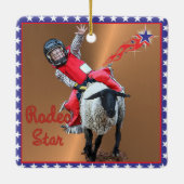 Western Rodeo Star Mutton Busting Kind Keramisch Ornament (Achterkant)