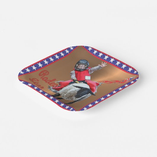 Western Rodeo Star Mutton Busting Kind Papieren Bordje (Gebogen)