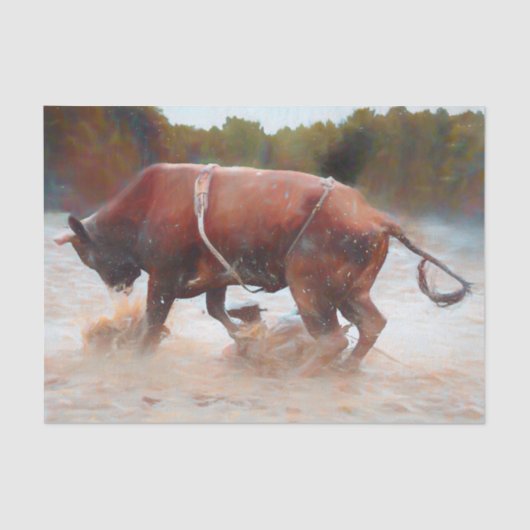Western Rodeo Stier Landelijk Rustiek Tissuepapier (Voorkant)