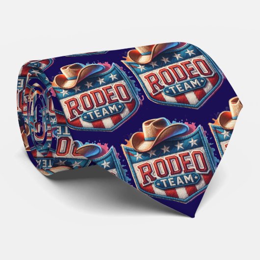 Western Rodeo Team Rood Wit en Blauw Stropdas (Opgerold)