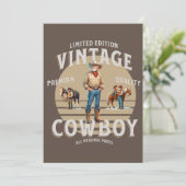 Western Rodeo Vintage Cowboy Feest Uitnodiging (Staand voorkant)