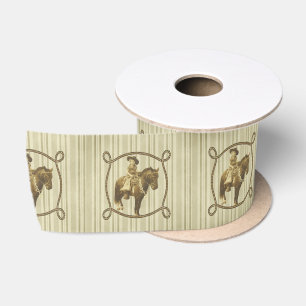 Western Rodeo Vintage Cowgirl Op Paard Satijnen Lint