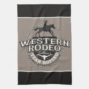 Western Rodeo VOEG NAAM TOE Oude West Stier Touwen Theedoek