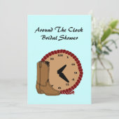 Western rond de Klokbridale Shower-uitnodigingen Kaart (Staand voorkant)