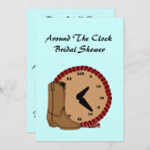 Western rond de Klokbridale Shower-uitnodigingen Kaart (Voorkant / Achterkant)