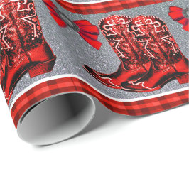 Western rood cowboy Boots geplakt pakpapier