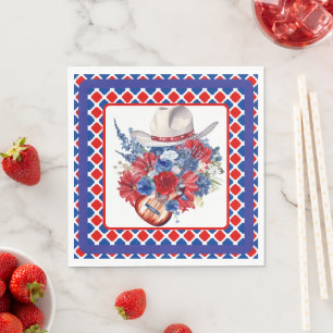 Western rood wit en blauw servet