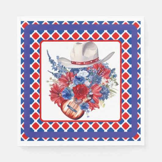 Western rood wit en blauw servet (Voorkant)