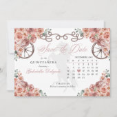 Western Roos Gold Charro Quinceañera Save The Date Kaart (Voorkant)