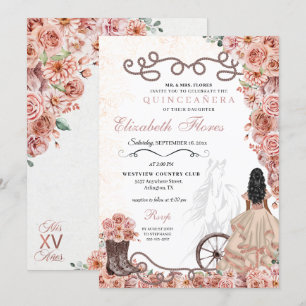 Western Roos Gold Princess Charra Quinceañera Kaart