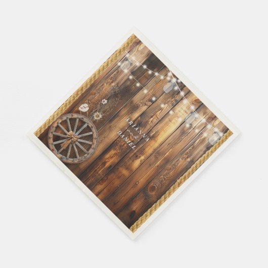 Western Rope Wagon Wheel Mason Jar Lights Servet (Hoek)
