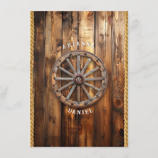 Western Rope Wagon Wheel Mason Jar String Lights Menu (Achterkant)