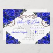 Western Royal Blue Quinceañera Save The Date Kaart (Voorkant / Achterkant)