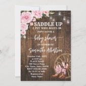 Western Roze Baby shower Landlaarzen Kaart (Voorkant)