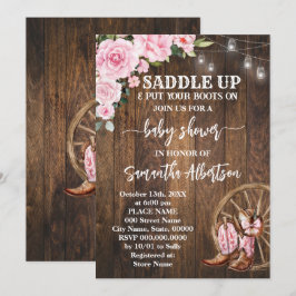 Western Roze Baby shower Landlaarzen Kaart