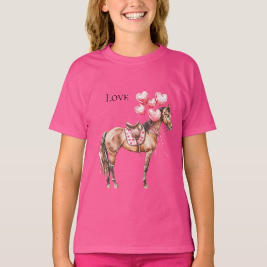 Western roze ballonpaard t-shirt (Voorkant)