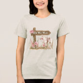 Western Roze Bloemen Wild West Horse Tri-Blend Shirt (Voorkant)