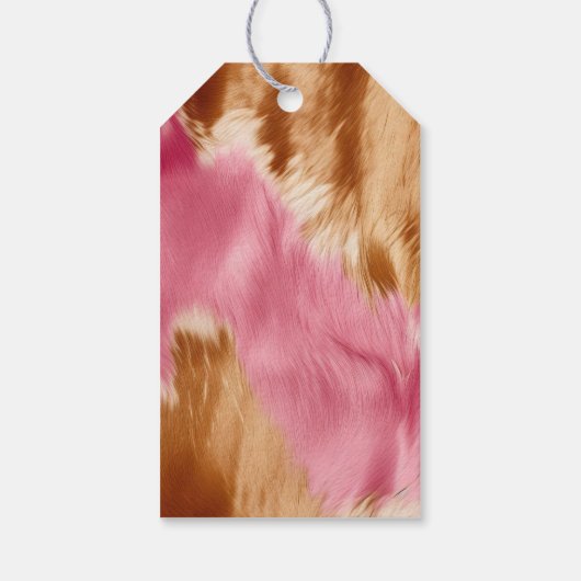 Western roze bruin crème cowgirl Koeienhuid Cadeaulabel (Achterkant)