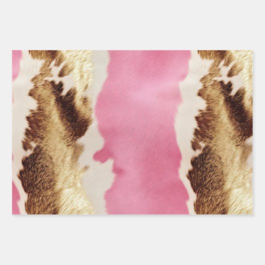 Western roze bruin crème cowgirl Koeienhuid Inpakpapier Vel (Voorkant 2)