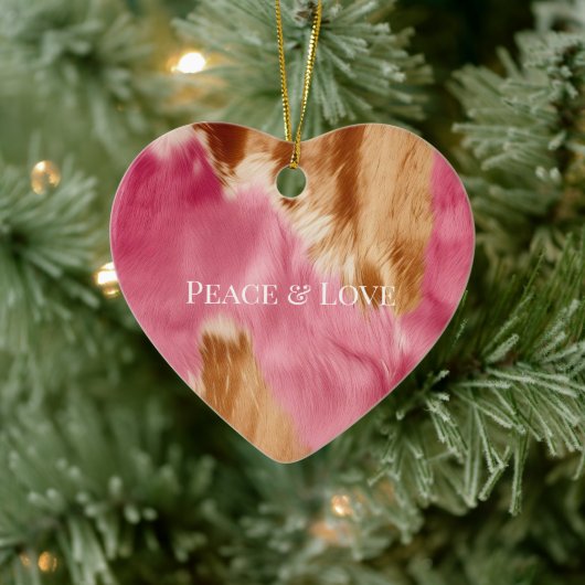 Western roze bruin crème cowgirl Koeienhuid Keramisch Ornament (Boom)