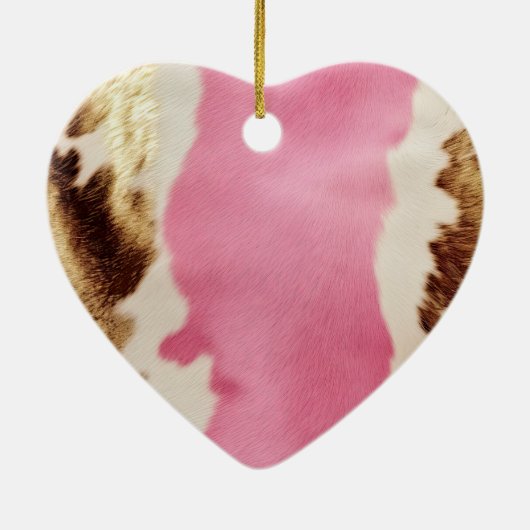 Western roze bruin crème cowgirl Koeienhuid Keramisch Ornament (Achterkant)