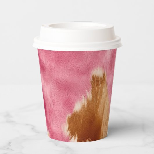Western roze bruin crème cowgirl Koeienhuid Papieren Bekers (Achterkant)