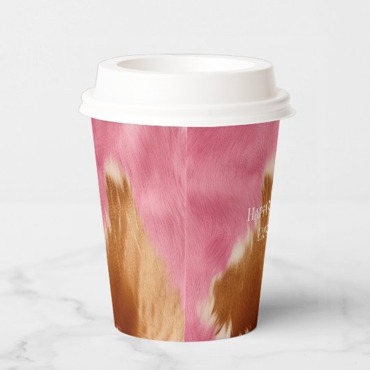 Western roze bruin crème cowgirl Koeienhuid Papieren Bekers (Rechts)