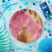 Western roze bruin crème cowgirl Koeienhuid Papieren Bordje (Feest)