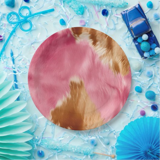 Western roze bruin crème cowgirl Koeienhuid Papieren Bordje (Feest)