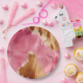 Western roze bruin crème cowgirl Koeienhuid Papieren Bordje (Feest)