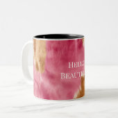 Western roze bruin crème cowgirl Koeienhuid Tweekleurige Koffiemok (Voorkant links)