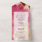 Western Roze Bruin Goud Cowgirl Koeienhuid All In One Uitnodiging (Binnen)