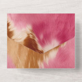 Western Roze Bruin Goud Cowgirl Koeienhuid All In One Uitnodiging (Achterkant)