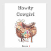 Western Roze Bruin Tan Floral Cowgirl zadel Sticker (Vel)