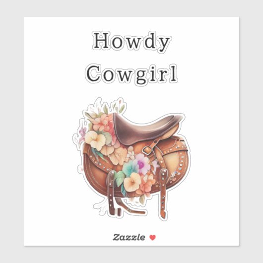 Western Roze Bruin Tan Floral Cowgirl zadel Sticker (Vel)
