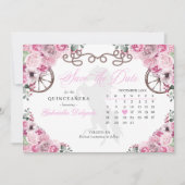 Western Roze Charro Quinceañera Save The Date Kaart (Voorkant)