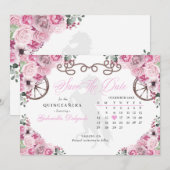 Western Roze Charro Quinceañera Save The Date Kaart (Voorkant / Achterkant)