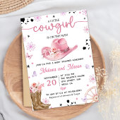 Western Roze Cowgirl Rodeo Ranch Baby shower Kaart
