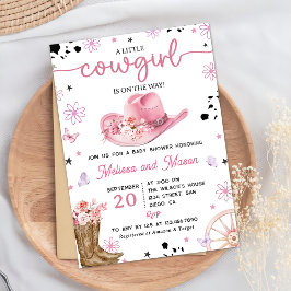 Western Roze Cowgirl Rodeo Ranch Baby shower Kaart
