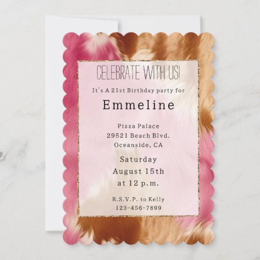 Western Roze Cream Bruin Goud Cowgirl Koeienhuid Kaart (Voorkant)