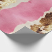 Western Roze Cream Gold Cowgirl Koeienhuid Cadeaupapier (Hoek)