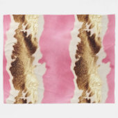 Western Roze Cream Gold Cowgirl Koeienhuid Fleece Deken (Voorkant (Horizontaal))