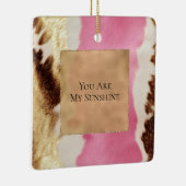 Western Roze Cream Gold Cowgirl Koeienhuid Keramisch Ornament (Rechts)