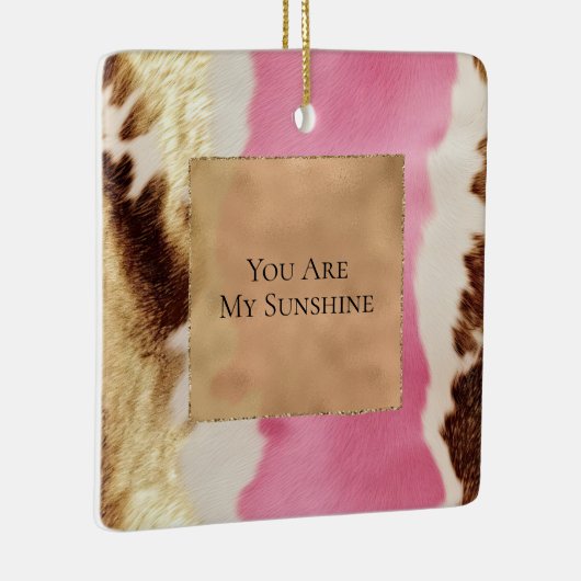 Western Roze Cream Gold Cowgirl Koeienhuid Keramisch Ornament (Rechts)