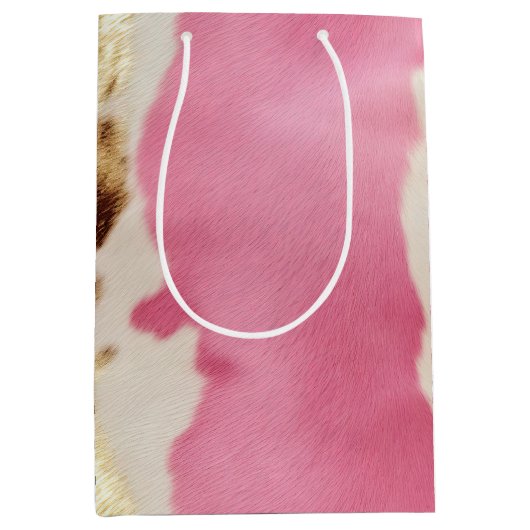 Western Roze Cream Gold Cowgirl Koeienhuid Medium Cadeauzakje (Voorkant)